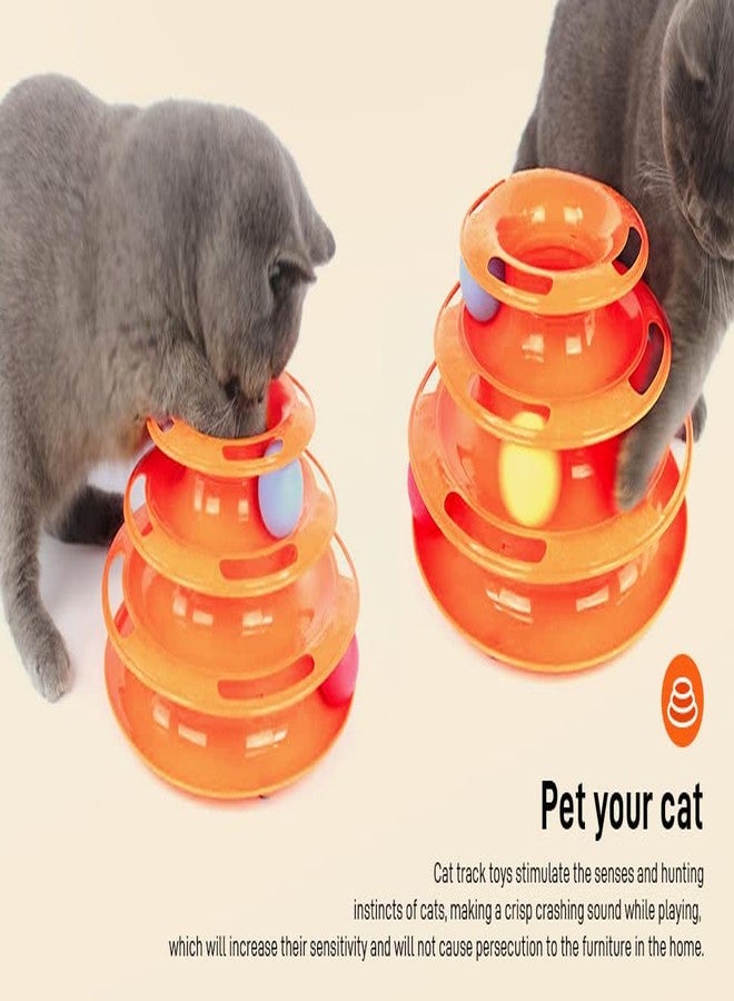 KsPups 3 Levels Pet Cat Toy I Funny Tower Tracks I Disc Cat Tracks Toys I Training Intelligence Amusement Plate I Cat Ball Toys for Cats Kitten I Exercise Ball Orange - Image 5